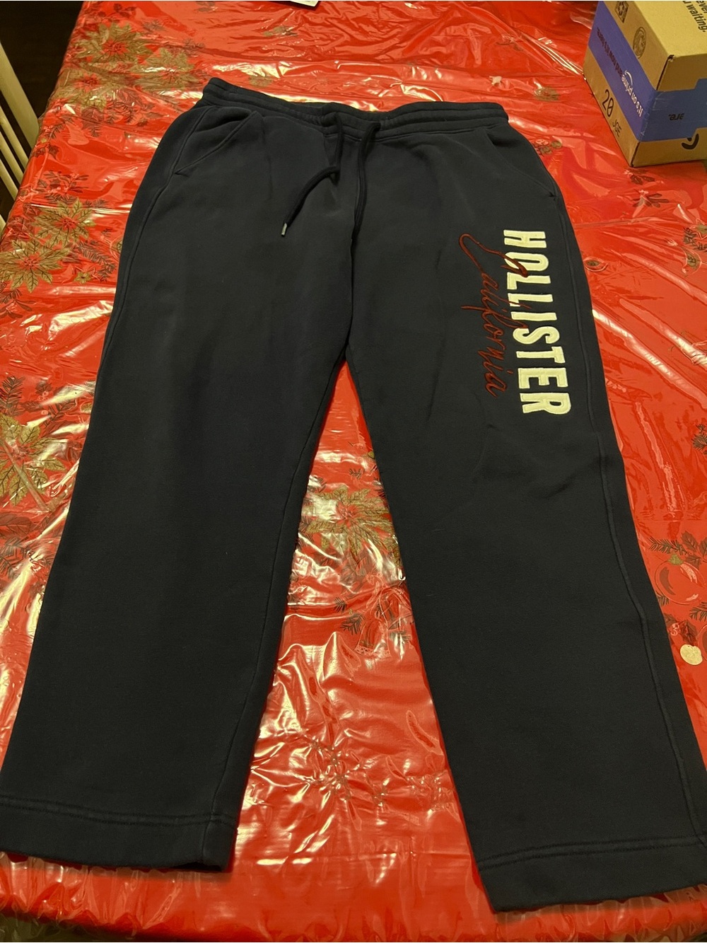 Hollister Mens Black Sweatpants Size L Embroidered logo